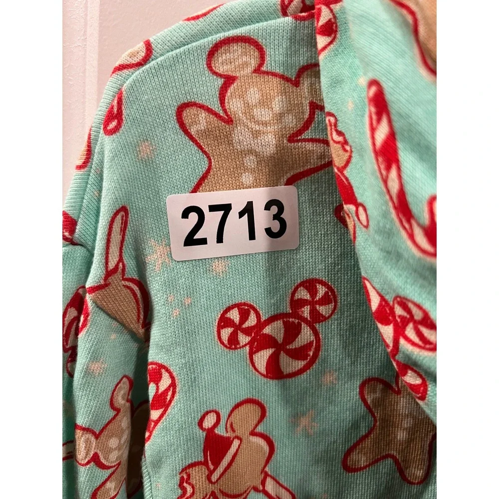 Disney Adult Pajama Union Suit Mickey Gingerbread Mint Green Size M